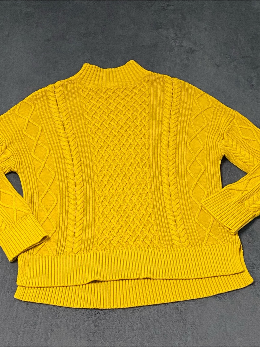 J Crew Sweater Womens S Golden Yellow Long Sleeve Cotton Cable Knit Mockneck